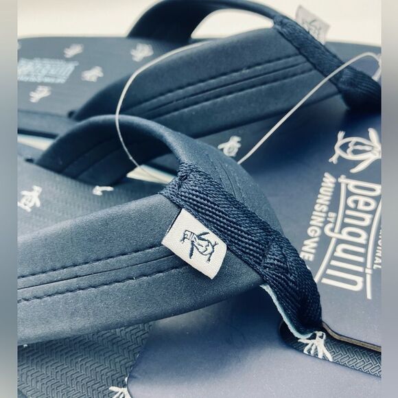 Original Penguin Navy Flip Flops Size M 9-10 - Picture 7 of 8